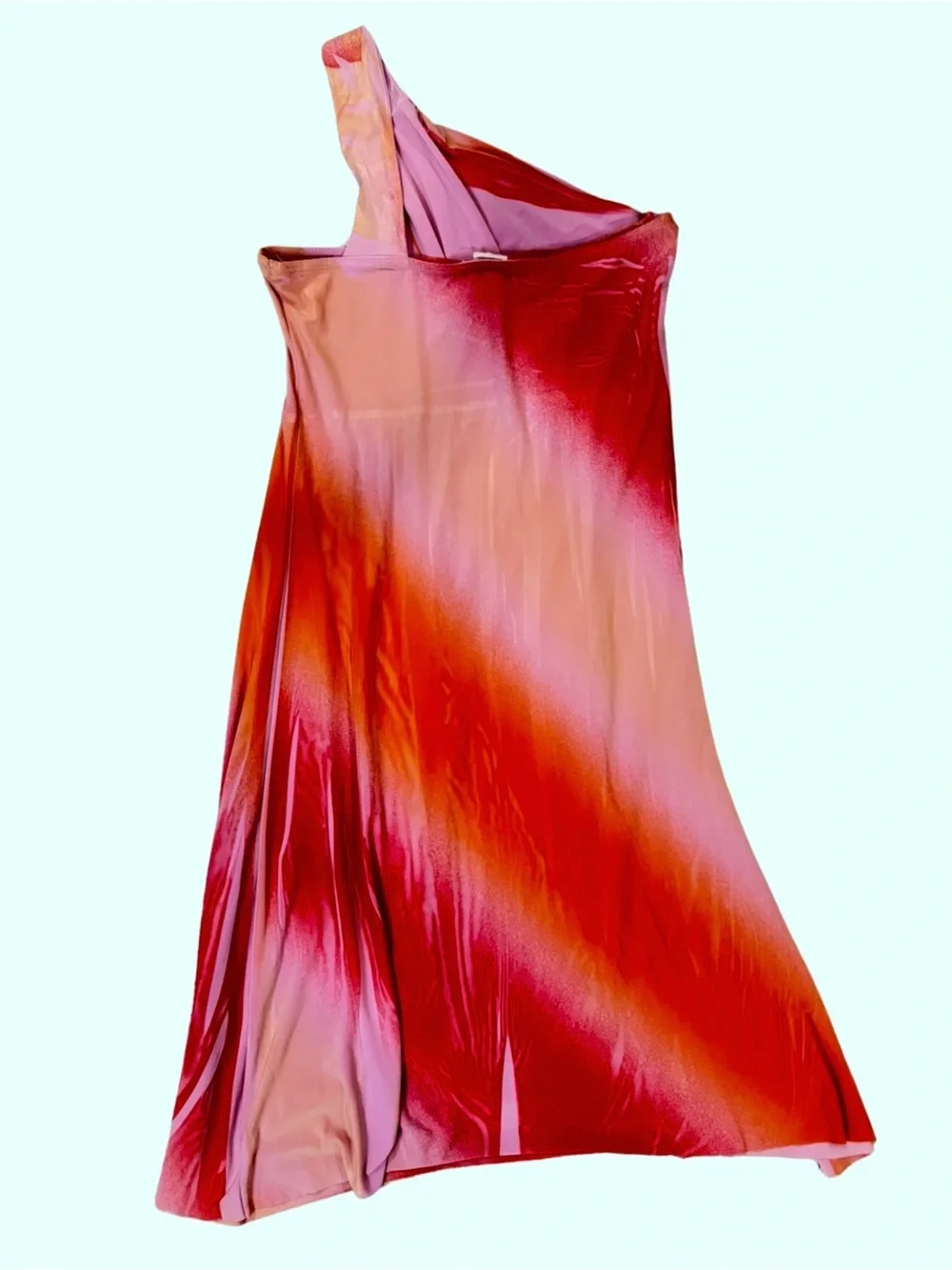B. Smart One-Shoulder Asymmetric Coverup in Orange and Pink